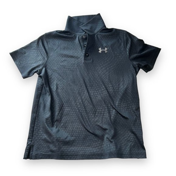π2/$20π Under Armour Heatgear Kids' Short-sleeve Polo, Dark Gray, Loose Large - Picture 2 of 5